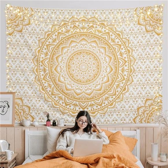 Edeesky Aesthetic Boho Mandala Tapestry Vintage Medallion Wall Tapestries Hippie